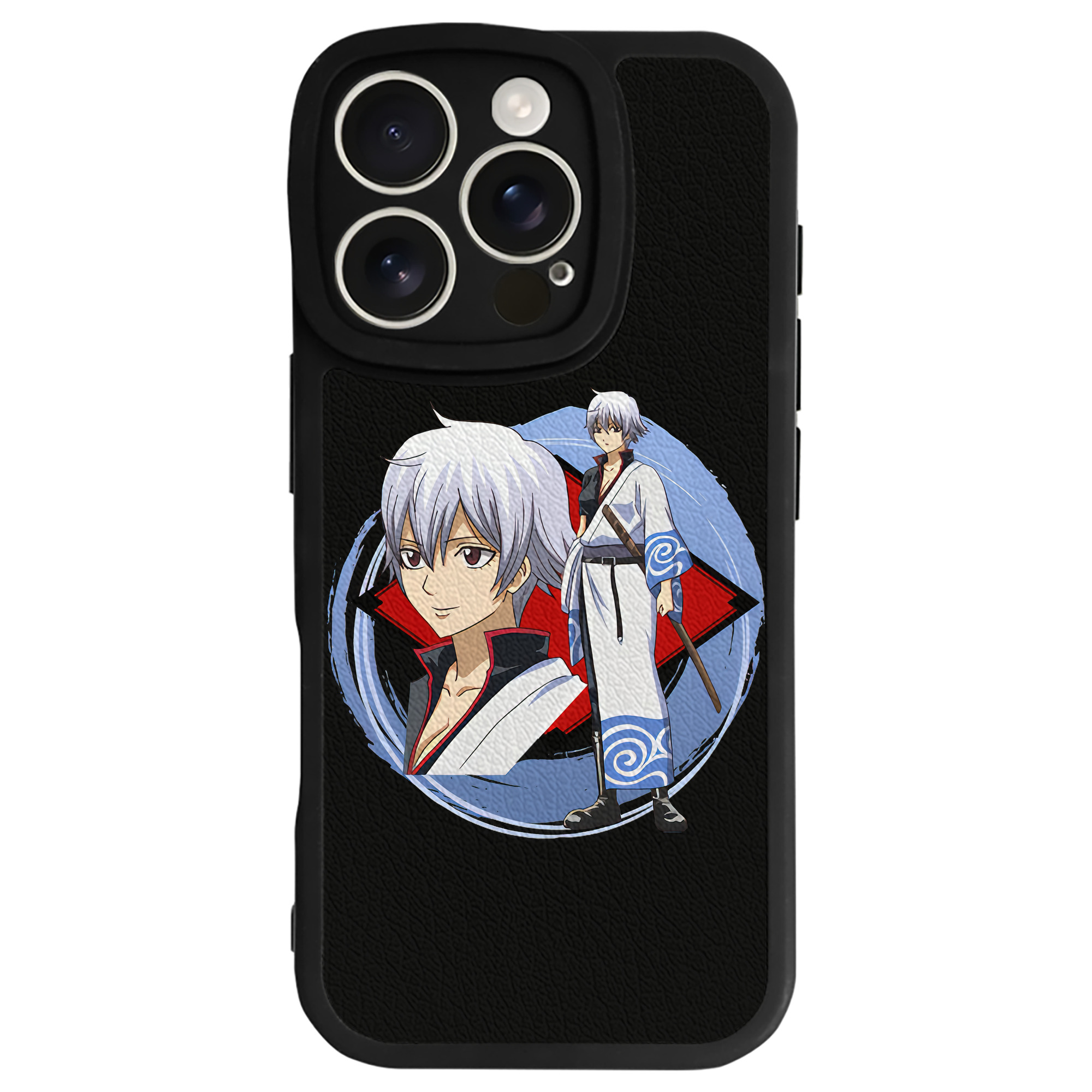 （画像用） ぎんたま 坂田銀時（さかたぎんとき） 神楽 志村新八（しむら しんぱち） GINTAMA Sakata Gintoki Kagura Shimura Shinpachi 【iPhone 16シリーズ対応】シリコンスマホケース（レザー調） 材質：シリコン